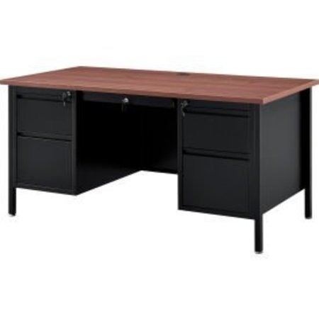 GLOBAL EQUIPMENT Interion    Steel Teachers Desk 60x30 - Mahogany Top with Black Frame D27M